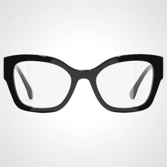 New CHANEL Eyeglasses Black 53mm Glasses Butterfly Gold CC Womens - Picture 2 of 6